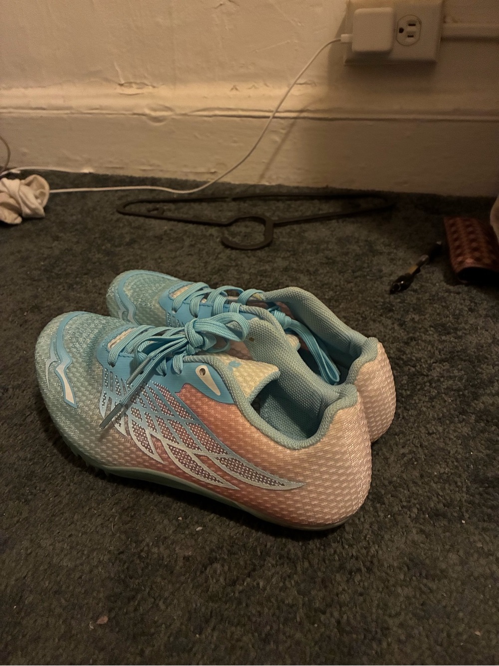 Light Blue and Pink Kids Athletic Sneakers